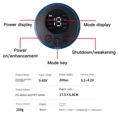 2/3 Pcs Smart Electric Neck Massager Set Cervical Patch 8 Modes 19 Levels Intensity Home Use Massage Tools for Relieve Fatigue