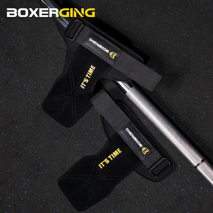 Cowhide Gym Gloves Grips Anti-Skid Weight Power Belt Lifting Pads Deadlift Belt Workout Crossfit Fitness Gloves Palm Protection