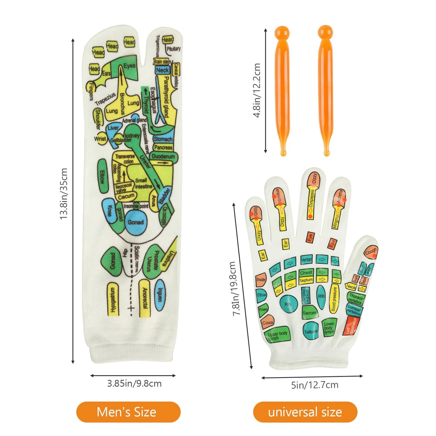 Reflexology Socks Gloves Hand Foot Massage Soothing Relaxing Therapy Pain Relief Improve Circulation Health Personal Foot Care