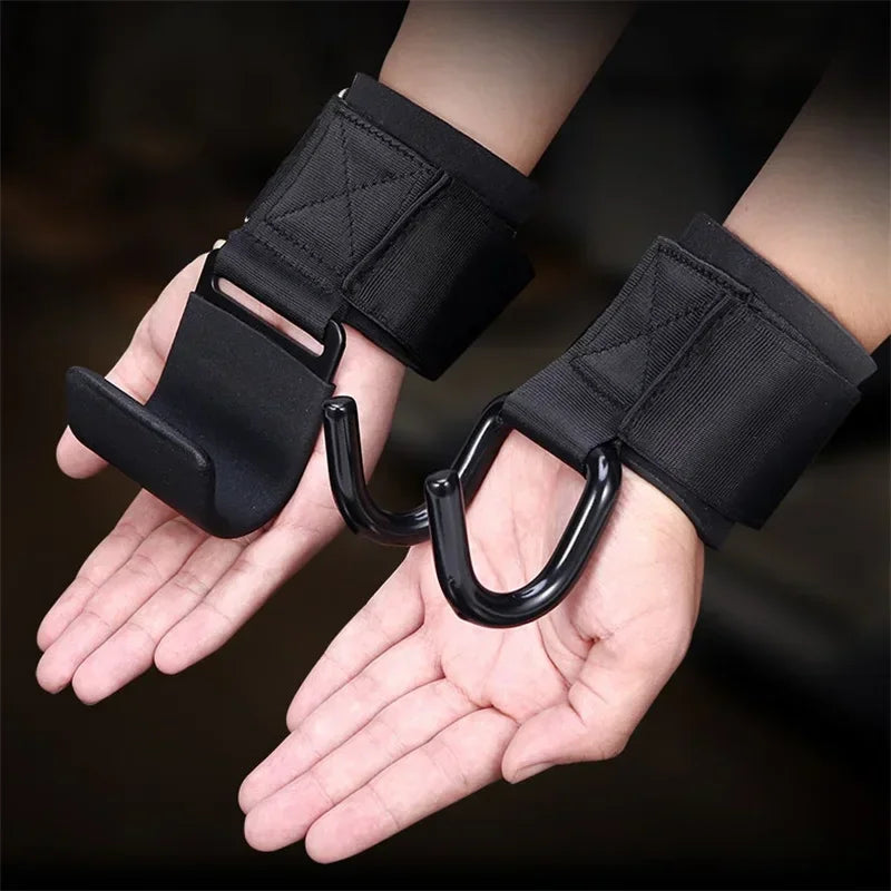 1PC Weight Lifting Hooks Hand-Bar Wrist Straps Gym Fitness Hook Weight Strap Pull-Ups Power Lifting Gloves For Weight Training