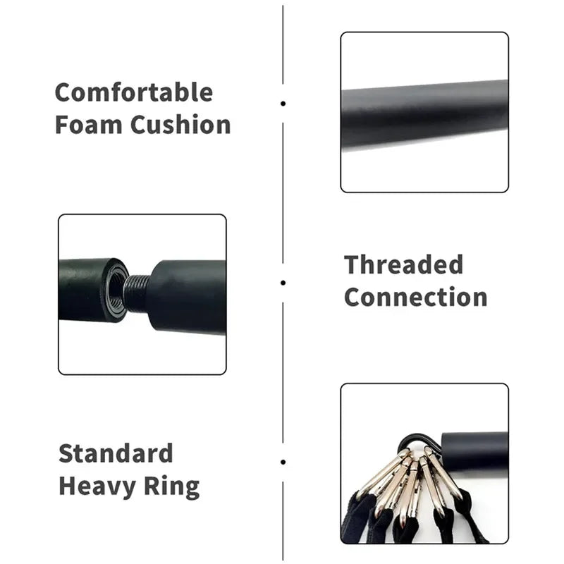 Workout Bar Fits All Resistance Bands with Clip Portable Resistance Bands Exercise Bar for Fitness Home Gym Workout Full Body