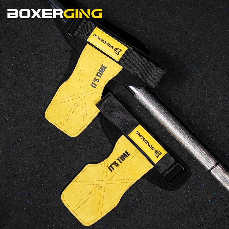 Cowhide Gym Gloves Grips Anti-Skid Weight Power Belt Lifting Pads Deadlift Belt Workout Crossfit Fitness Gloves Palm Protection